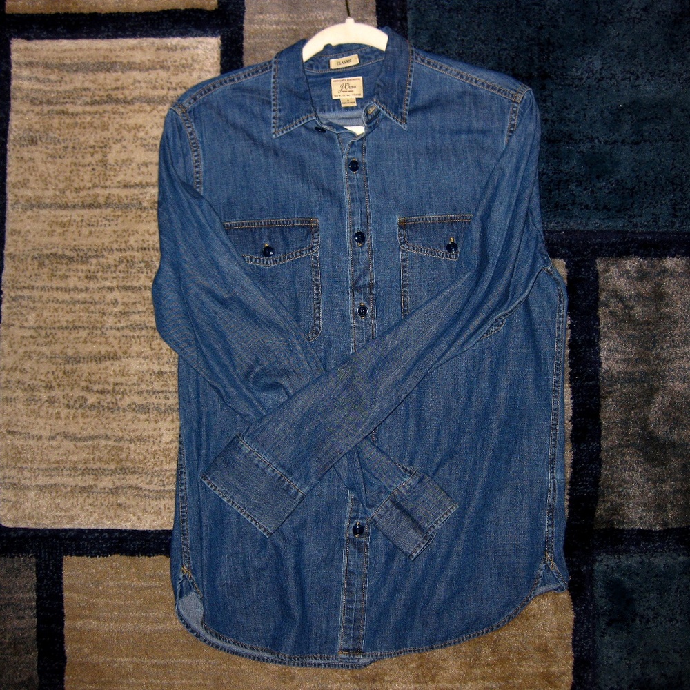 SOLD DARK DENIM J CREW SHIRT SZ S.